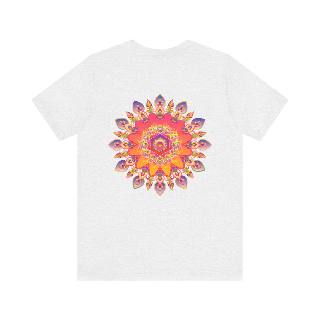 A colorful and intricate mandala design tee, representing spiritual peace and harmony