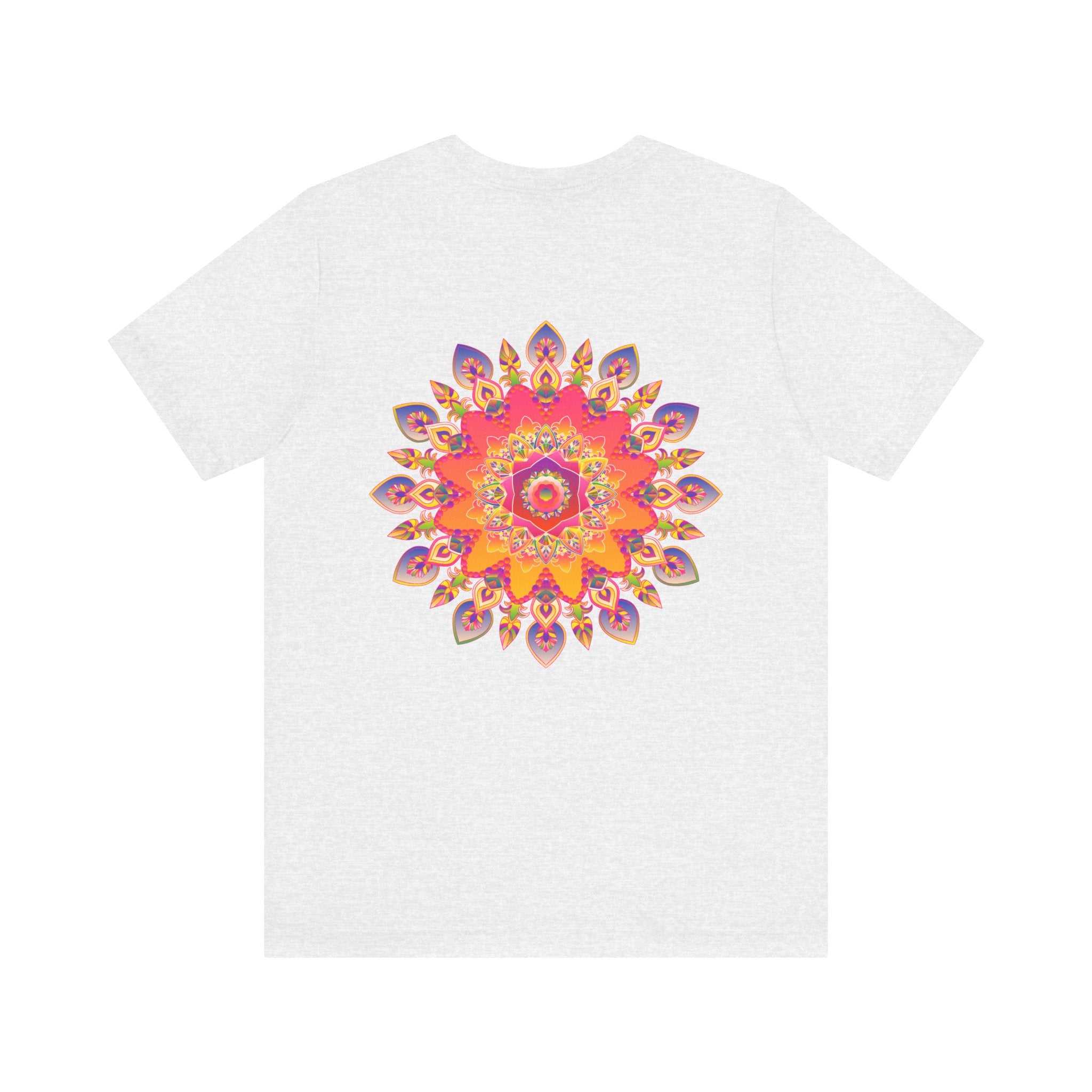 A colorful and intricate mandala design tee, representing spiritual peace and harmony