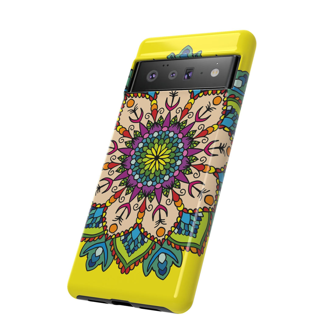 Intricate Floral Yellow Phone Case for Bold Protection and Style