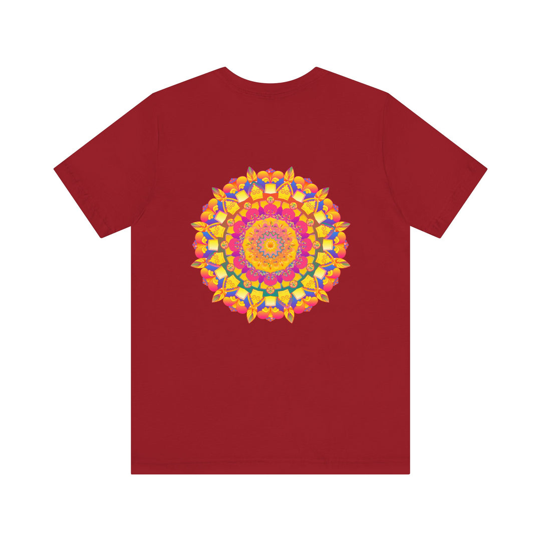 A colorful and intricately designed Vibrant Mandala T-Shirt representing Peace & Harmony, perfect for spreading positive vibes and embracing unity