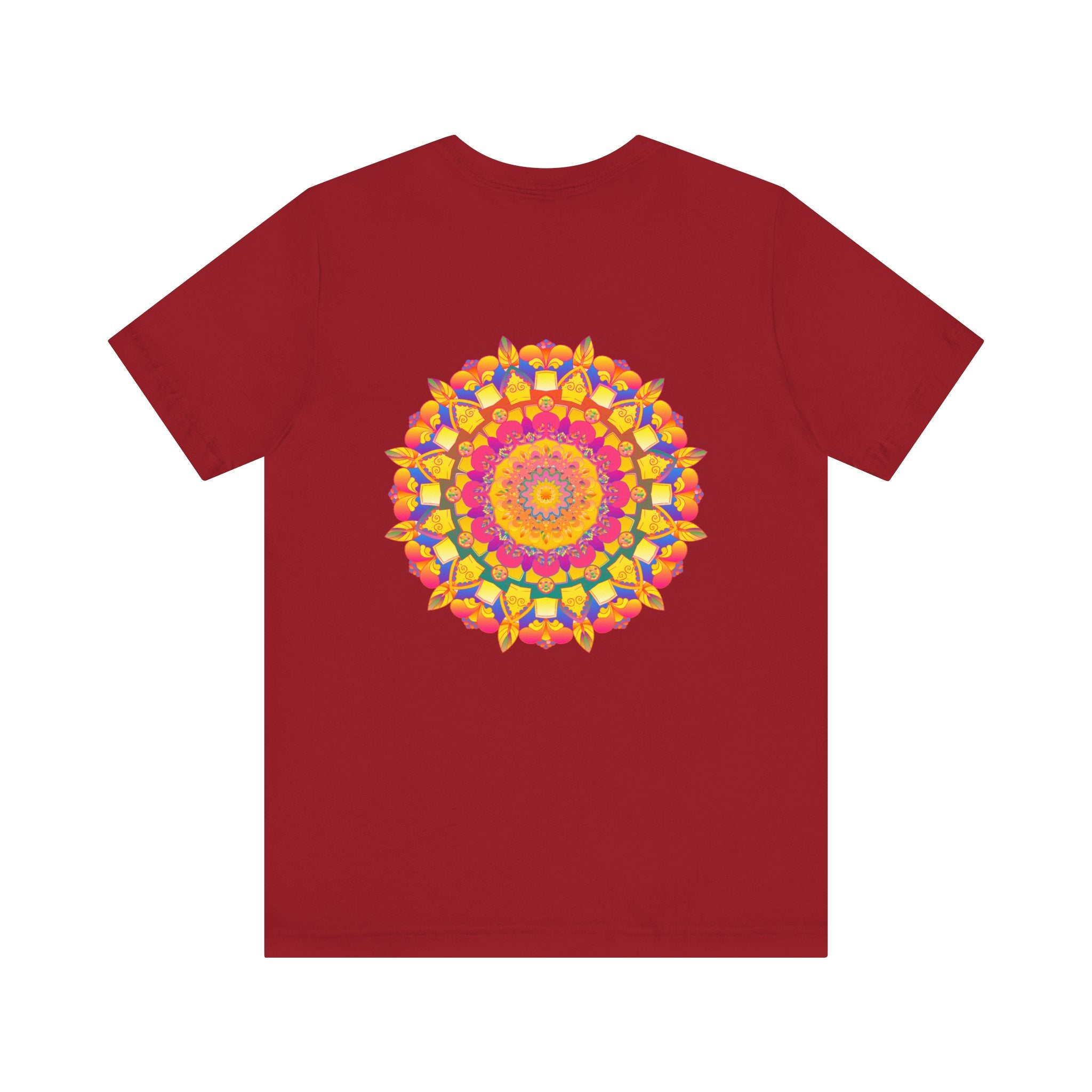 A colorful and intricately designed Vibrant Mandala T-Shirt representing Peace & Harmony, perfect for spreading positive vibes and embracing unity