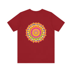 A colorful and intricately designed Vibrant Mandala T-Shirt representing Peace & Harmony, perfect for spreading positive vibes and embracing unity