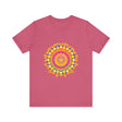 Colorful mandala tee with intricate and vibrant pattern, perfect for adding a pop of color to any outfit