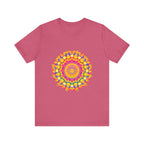 Colorful mandala tee with intricate and vibrant pattern, perfect for adding a pop of color to any outfit