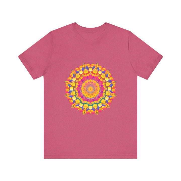 Colorful mandala tee with intricate and vibrant pattern, perfect for adding a pop of color to any outfit