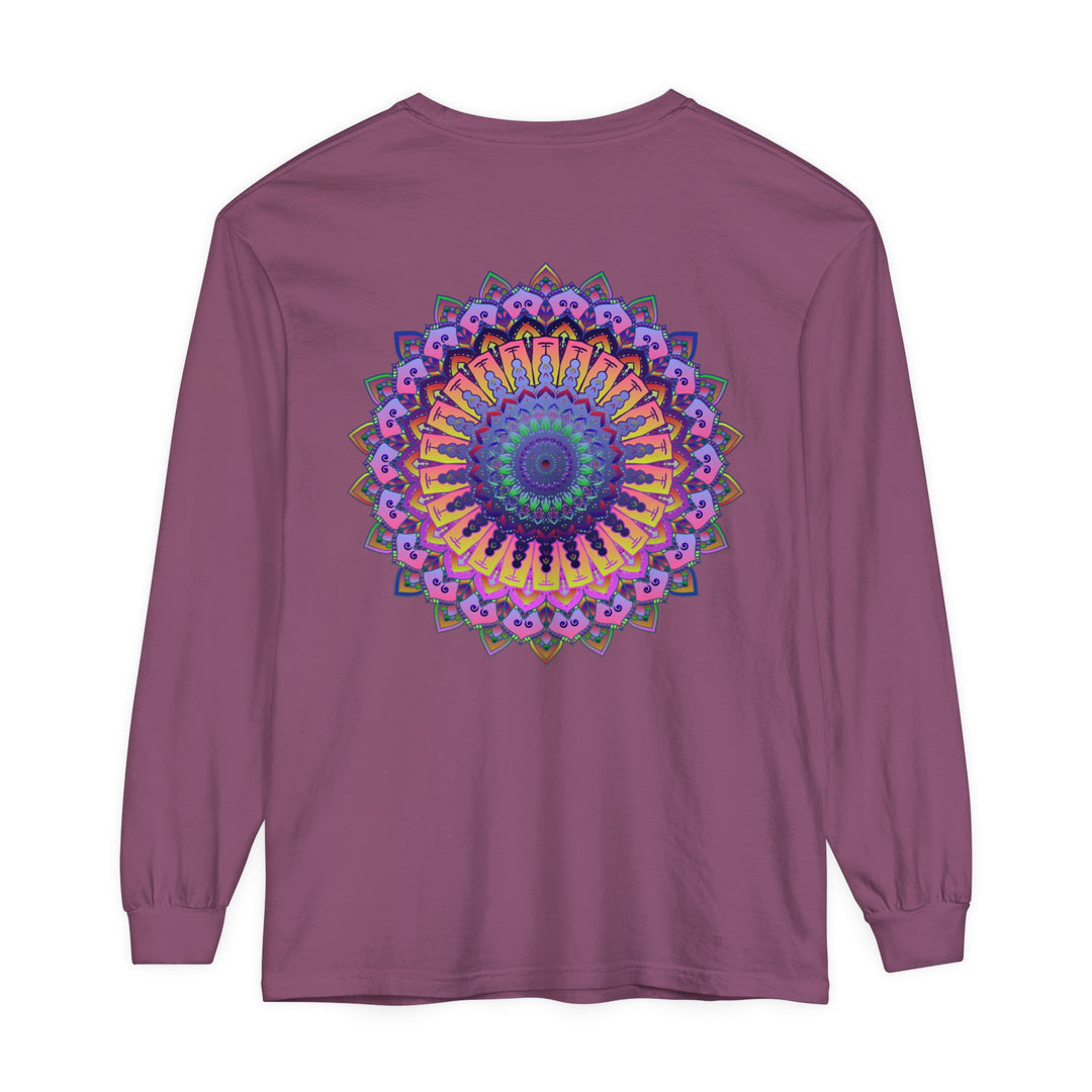 Intricate Mandala Unisex Long Sleeve T-Shirt with intricate design and vibrant colors for men and women