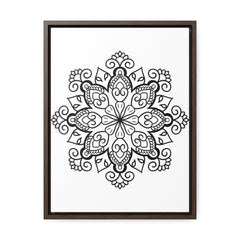 Handmade Mandala Art in Black and White on Vertical Frame