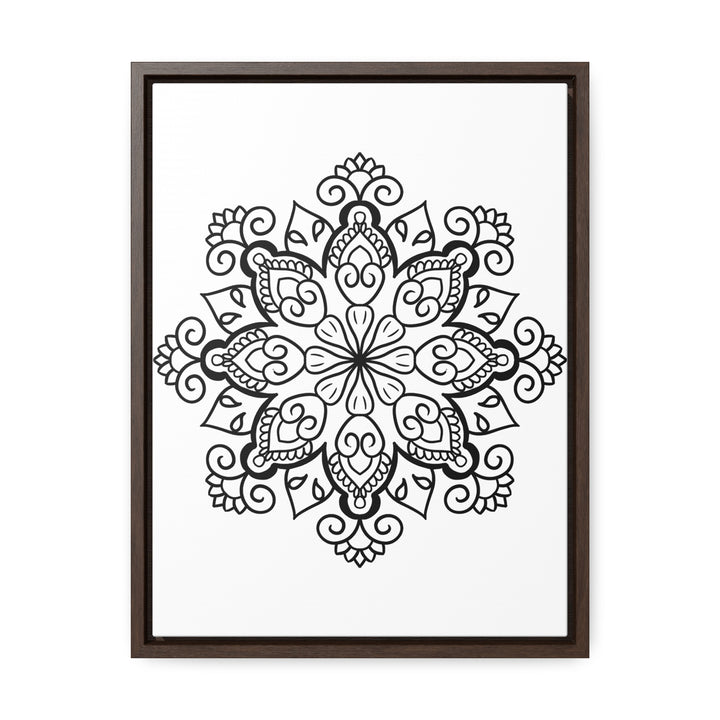 Handmade Mandala Art in Black and White on Vertical Frame