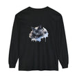 A colorful watercolor illustration of a cute sleeping cat on a comfortable t-shirt