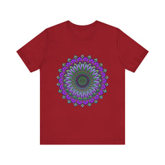 Beautiful purple and green mandala tee with intricate and eye-catching design