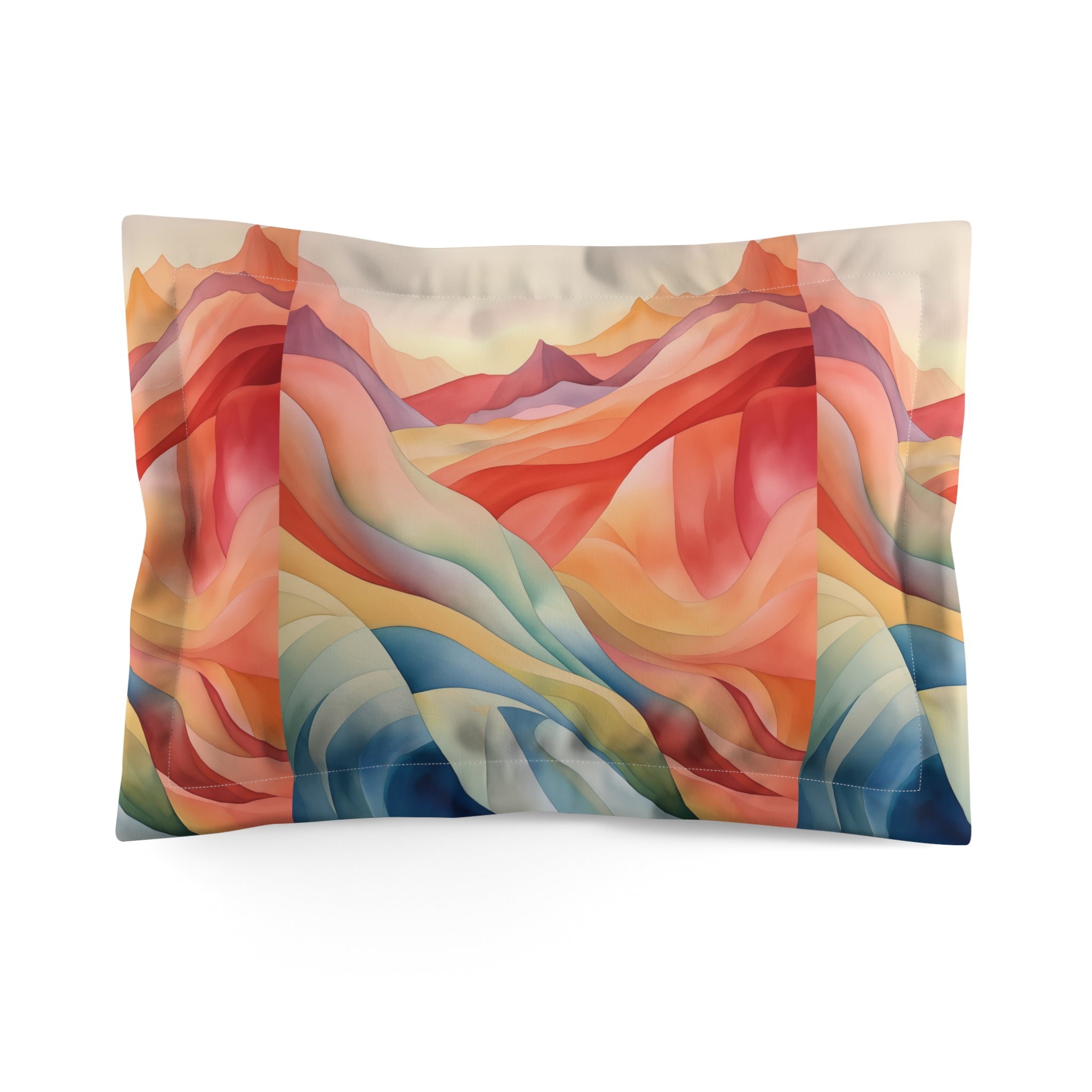 Abstract Colorwave Pillow Sham — Vibrant Watercolor Landscape Decorative Pillowcase