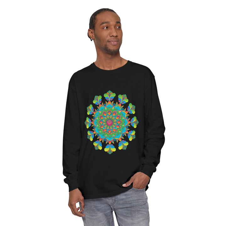 Vibrant and colorful Psychedelic Mandala Tie Dye Long Sleeve T-Shirt