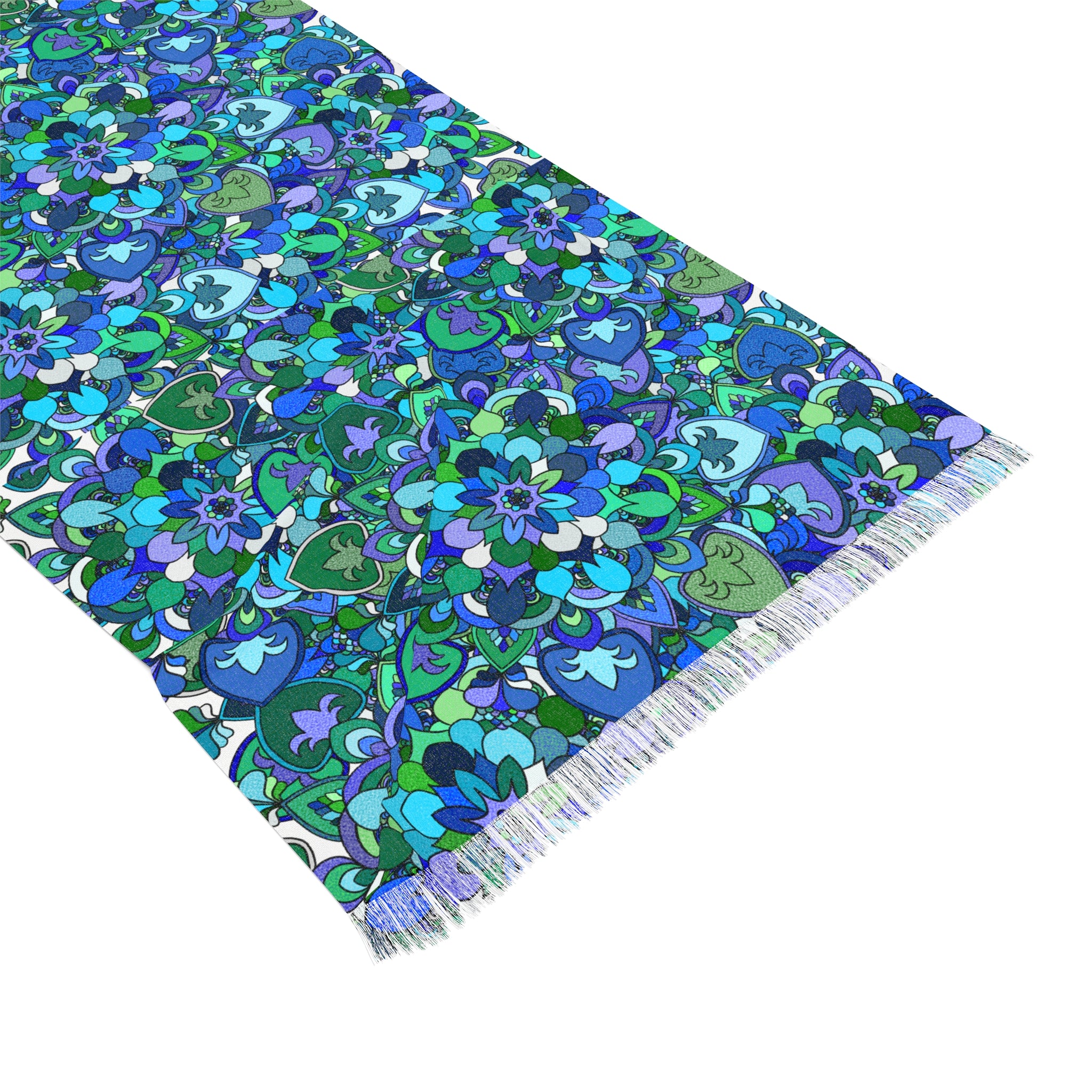 Sciarpa leggera a fiori di mandala blu — Foulard a fantasia floreale