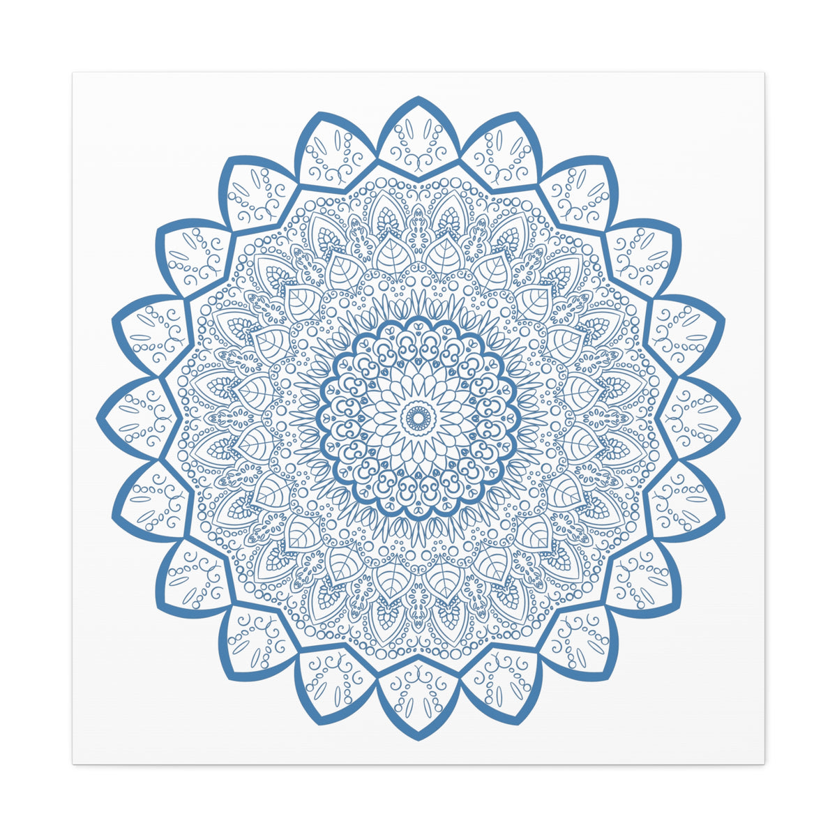 Handmade Steel Blue Mandala Design Wall Art on Matte Canvas, Stretched, 125 inch - intricate and elegant home decor
