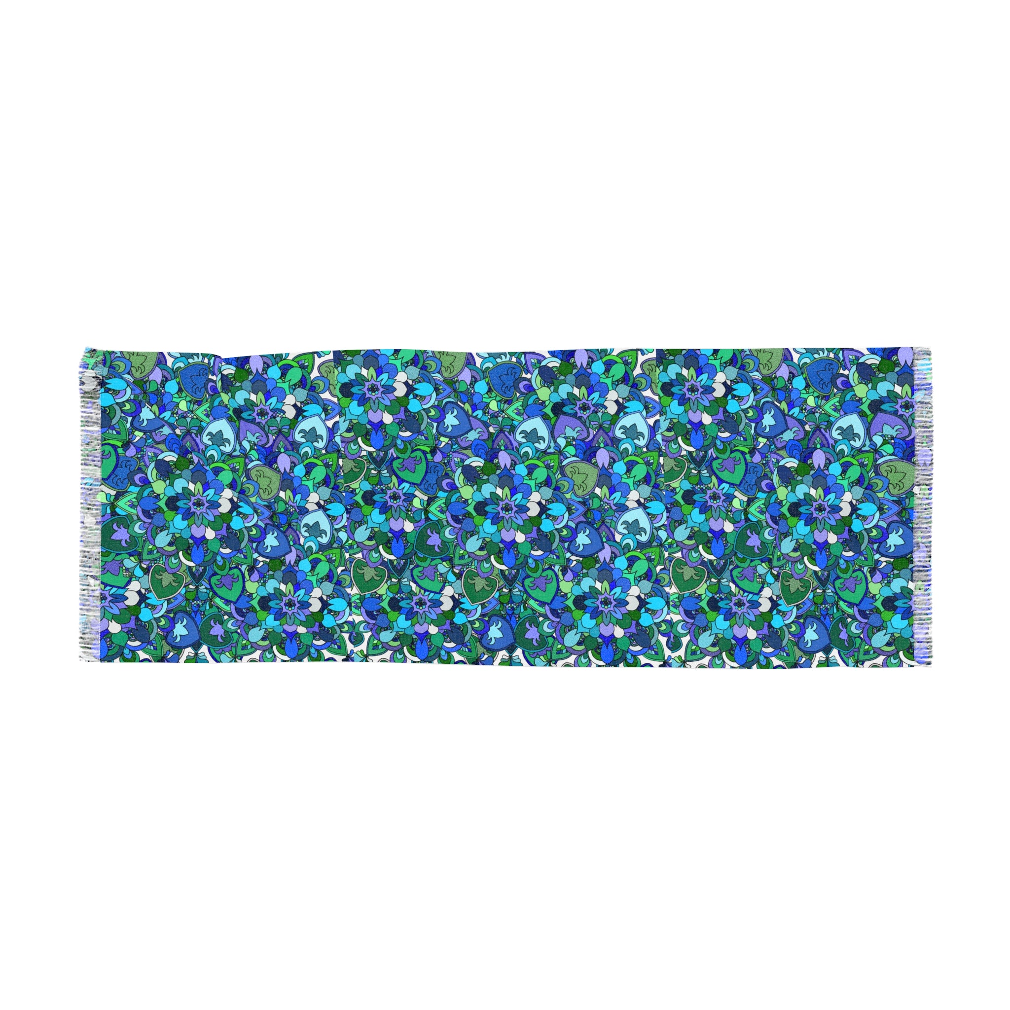 Blue Mandala Flower Light Scarf — Floral Patterned Wrap