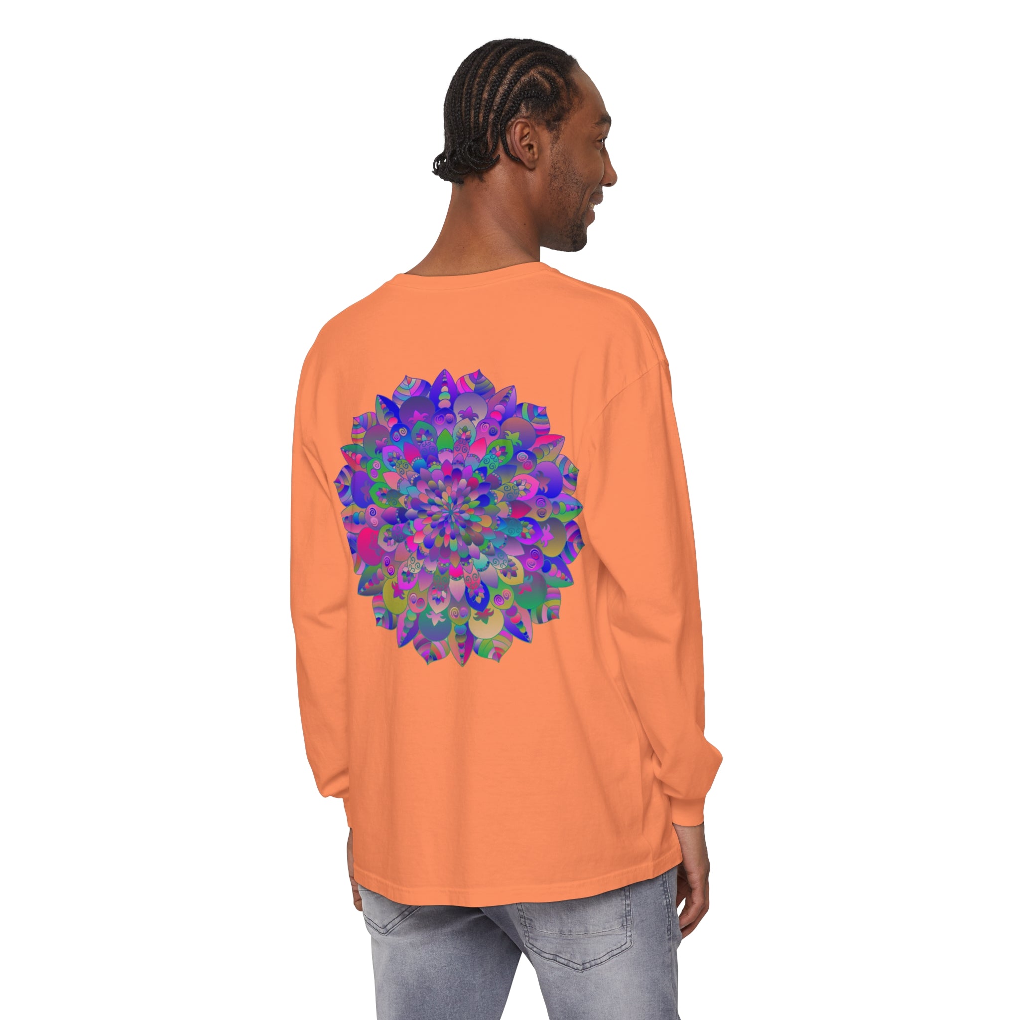 Colorful and intricate mandala design long sleeve t-shirt for women