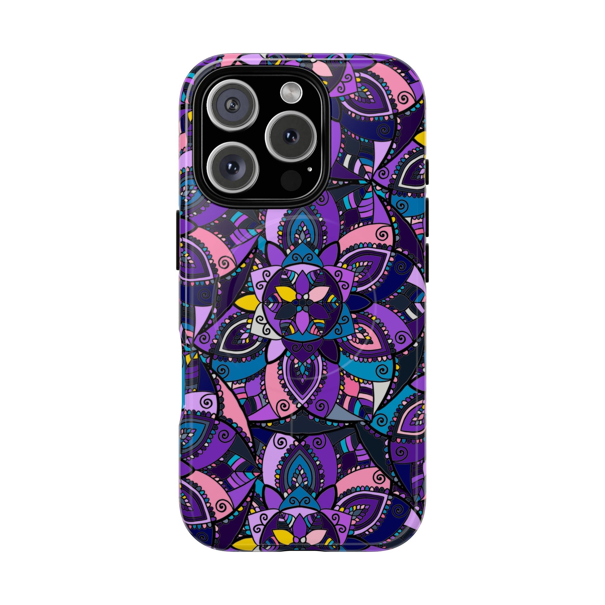 Magnetic Phone Case — Purple Mandala Floral Tough Case