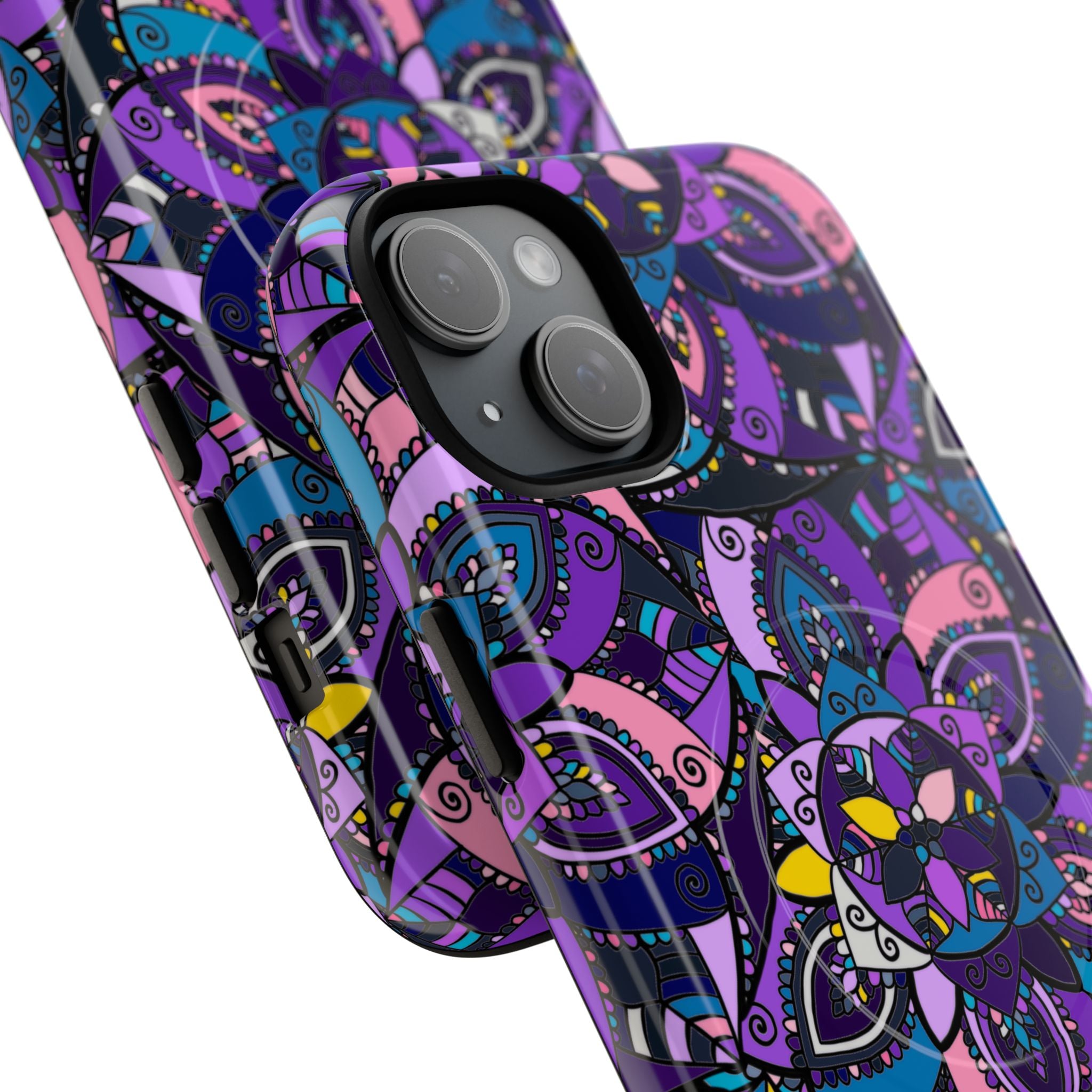 Magnetic Phone Case — Purple Mandala Floral Tough Case