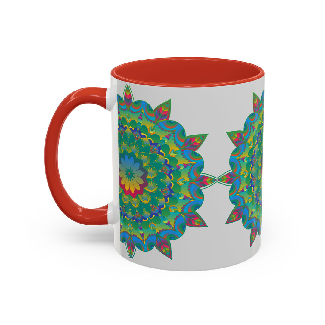 Beautiful Mandala Art Mug with Colorful Floral Design and Intricate Patterns