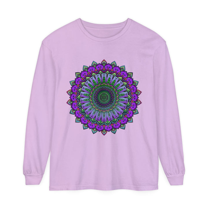 Intricate Mandala Unisex Long Sleeve T-Shirt featuring detailed mandala design in vibrant colors