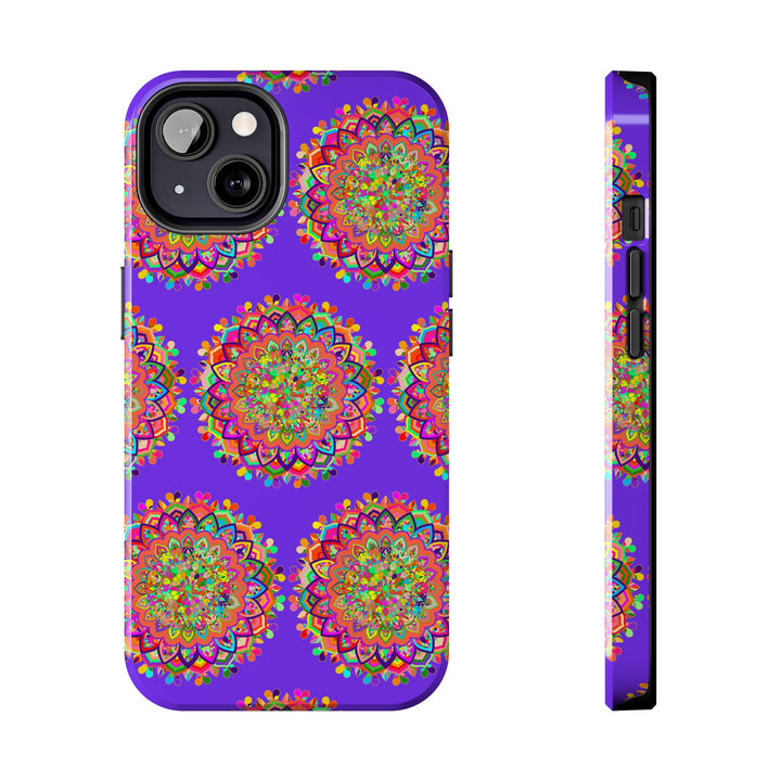 Hand-drawn small purple mandala art iPhone X/XS phone case with intricate design