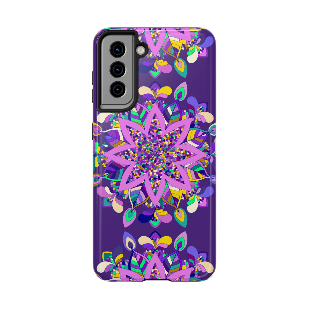 Hand drawn purple Mandala Art phone case designed for iPhone X/XS