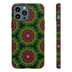 Custodia per telefono con mandala artistica, motivi audaci e stile moderno