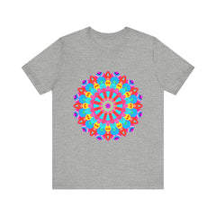 Vibrant and intricate mandala design t-shirt in colorful psychedelic art style