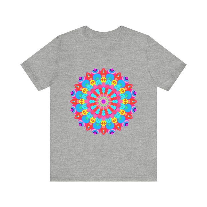 Vibrant and intricate mandala design t-shirt in colorful psychedelic art style