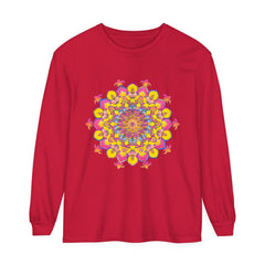 Colorful and intricate mandala design long sleeve unisex t-shirt for vibrant style