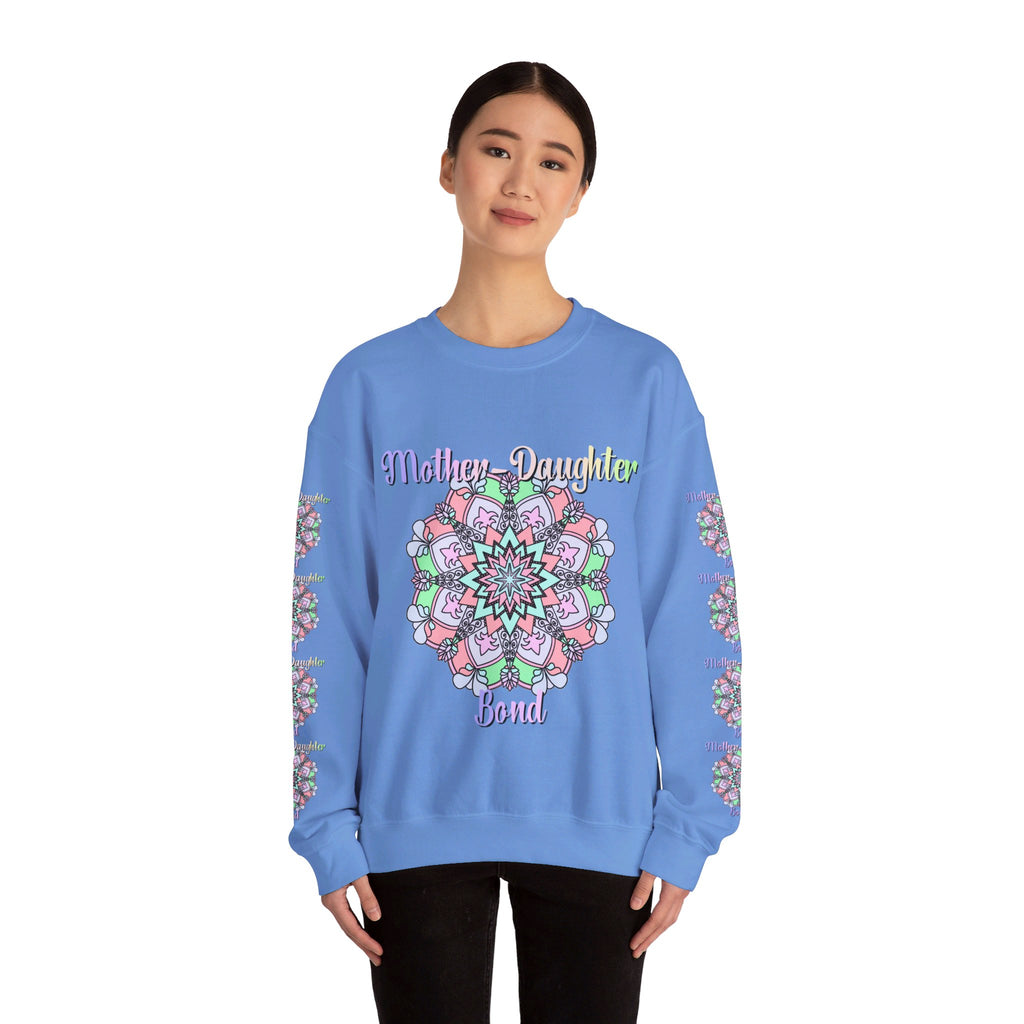 Mother and daughter embrace on a cozy crewneck sweatshirt, the perfect birthday gift for mom to celebrate your special bond