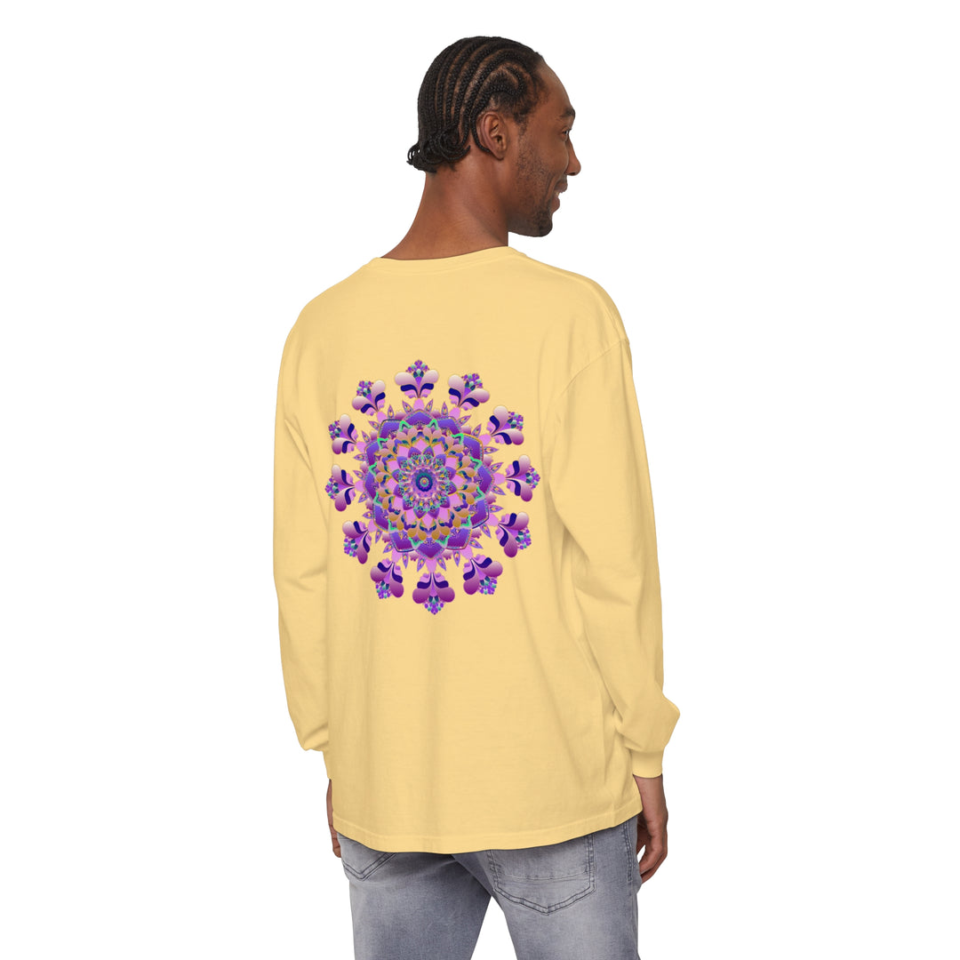 Intricate Mandala Long Sleeve T-Shirt - Unisex: A detailed, colorful mandala design on a comfortable, unisex long sleeve shirt