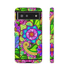 Floral Fantasy iPhone and Google Pixel Case in Bright Green Palette
