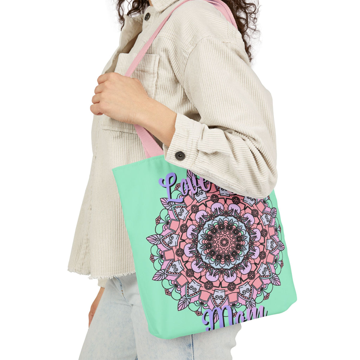 Mandala 'Love You Mom' Canvas Tote — Floral Mother's Day Gift Bag
