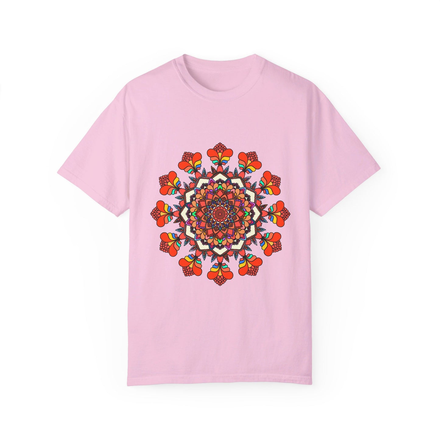 Unisex Mandala T-Shirt made with 100% Ring-Spun Cotton, hand-drawn Mandala art, and garment-dyed for extra comfort - perfect for both men and women