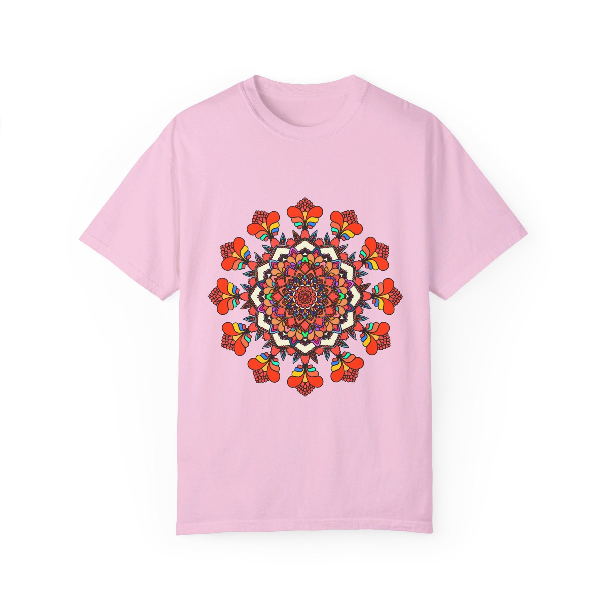 Unisex Mandala T-Shirt made with 100% Ring-Spun Cotton, hand-drawn Mandala art, and garment-dyed for extra comfort - perfect for both men and women