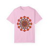 Unisex Mandala T-Shirt made with 100% Ring-Spun Cotton, hand-drawn Mandala art, and garment-dyed for extra comfort - perfect for both men and women