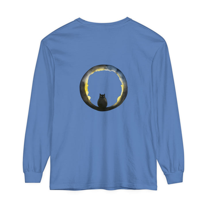 Black Cat Crescent Moon Halloween T-Shirt with witchy vibes