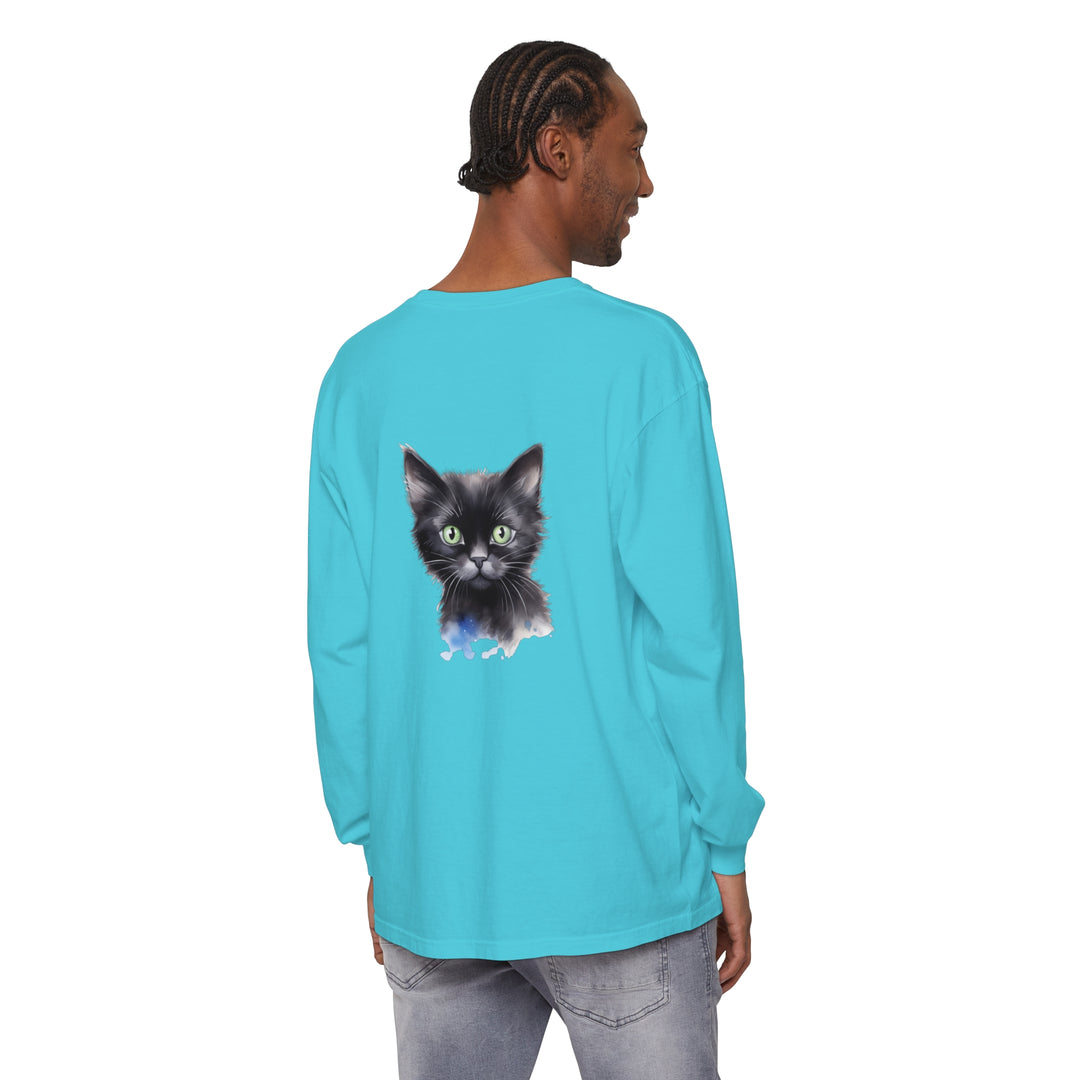 Black Cat Watercolor Unisex T-Shirt with a vibrant and detailed illustration of a black cat in watercolor style on a comfortable and stylish t-shirt