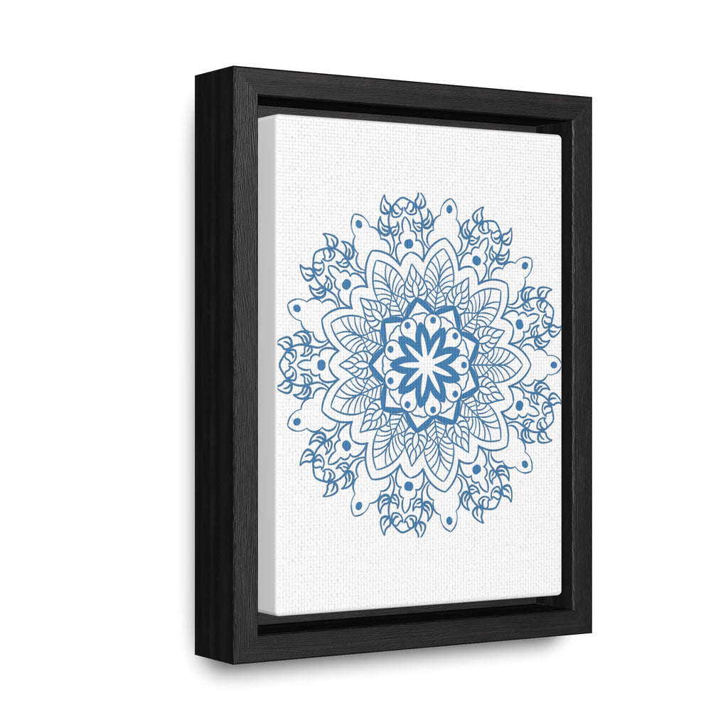 Beautiful steel blue mandala design wall art on gallery canvas wraps, handmade and vertical frame for home decor