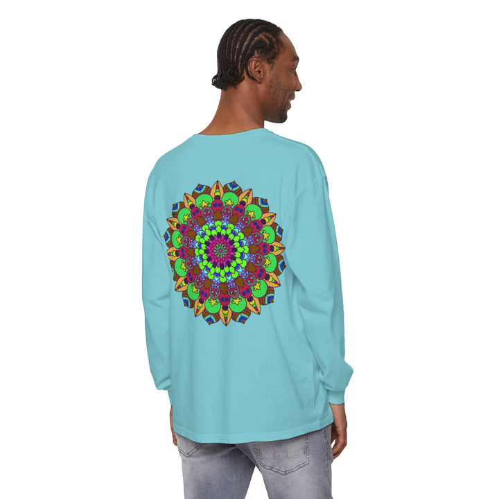 Colorful Mandala Unisex Long Sleeve T-Shirt with intricate, vibrant design