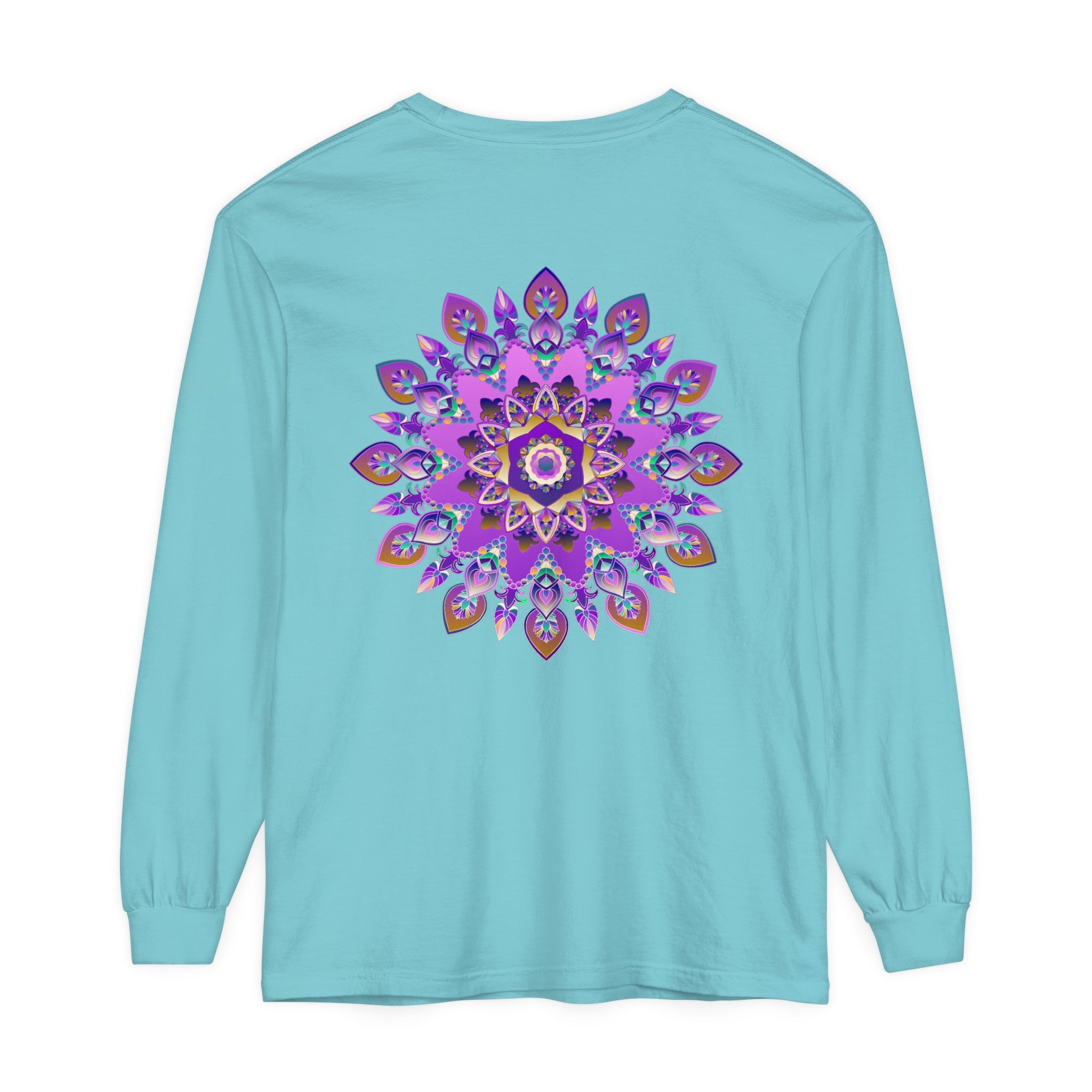 Beautiful purple and gold mandala design long sleeve t-shirt for women