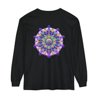 Colorful mandala design unisex long sleeve t-shirt for vibrant fashion statement
