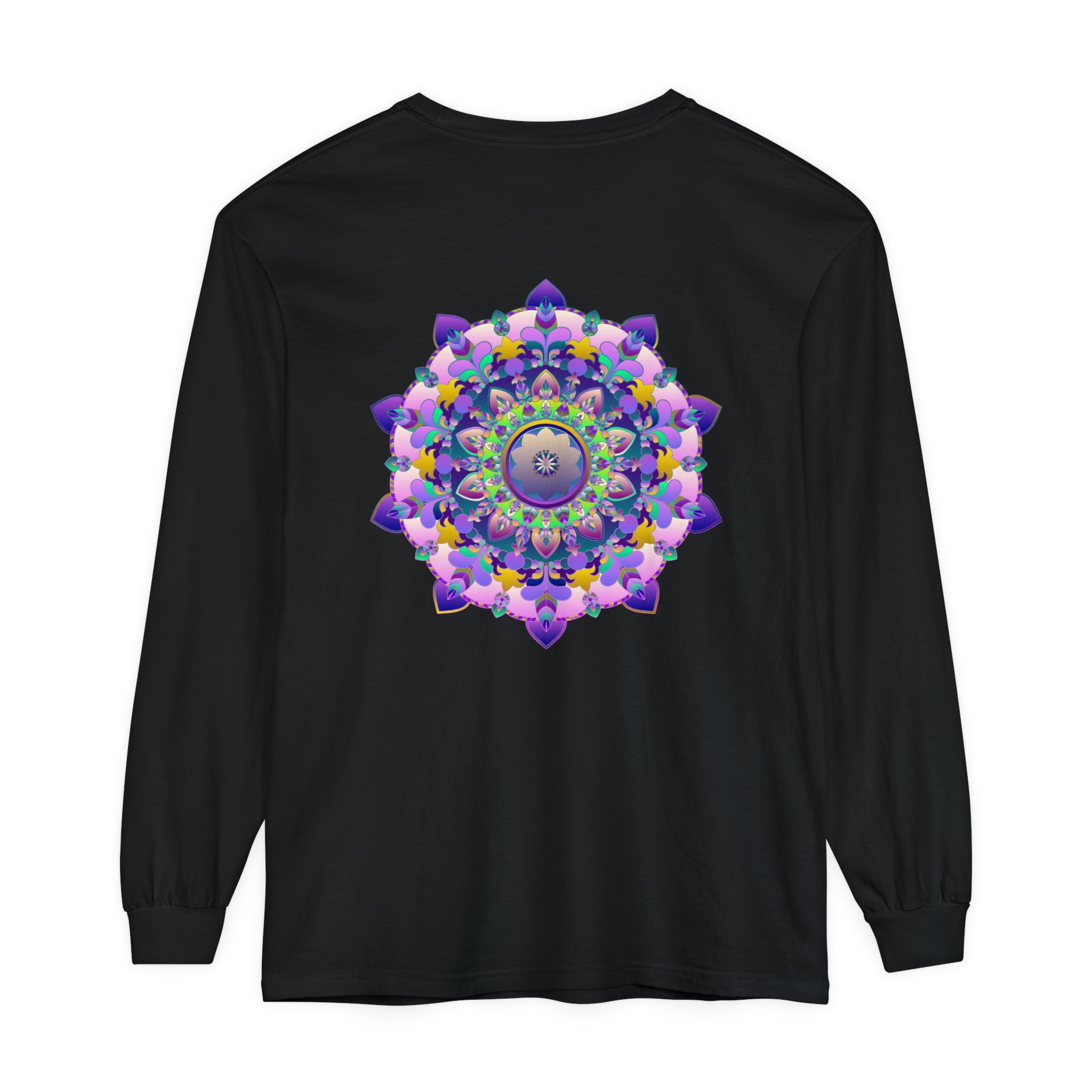 Colorful mandala design unisex long sleeve t-shirt for vibrant fashion statement