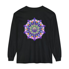 Colorful mandala design unisex long sleeve t-shirt for vibrant fashion statement