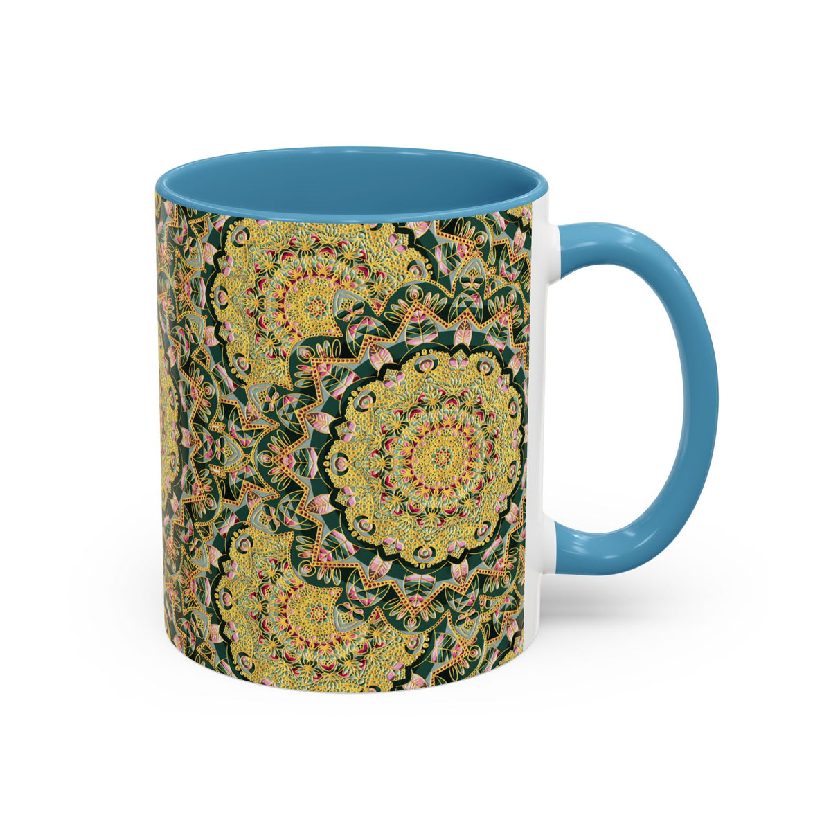 Mandala Floral Coffee Mug – Bohemian Botanical Ceramic Cup