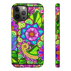Floral Fantasy iPhone and Google Pixel Case in Bright Green Palette