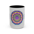 Handcrafted Mug with Intricate Purple and Yellow Mandala Design