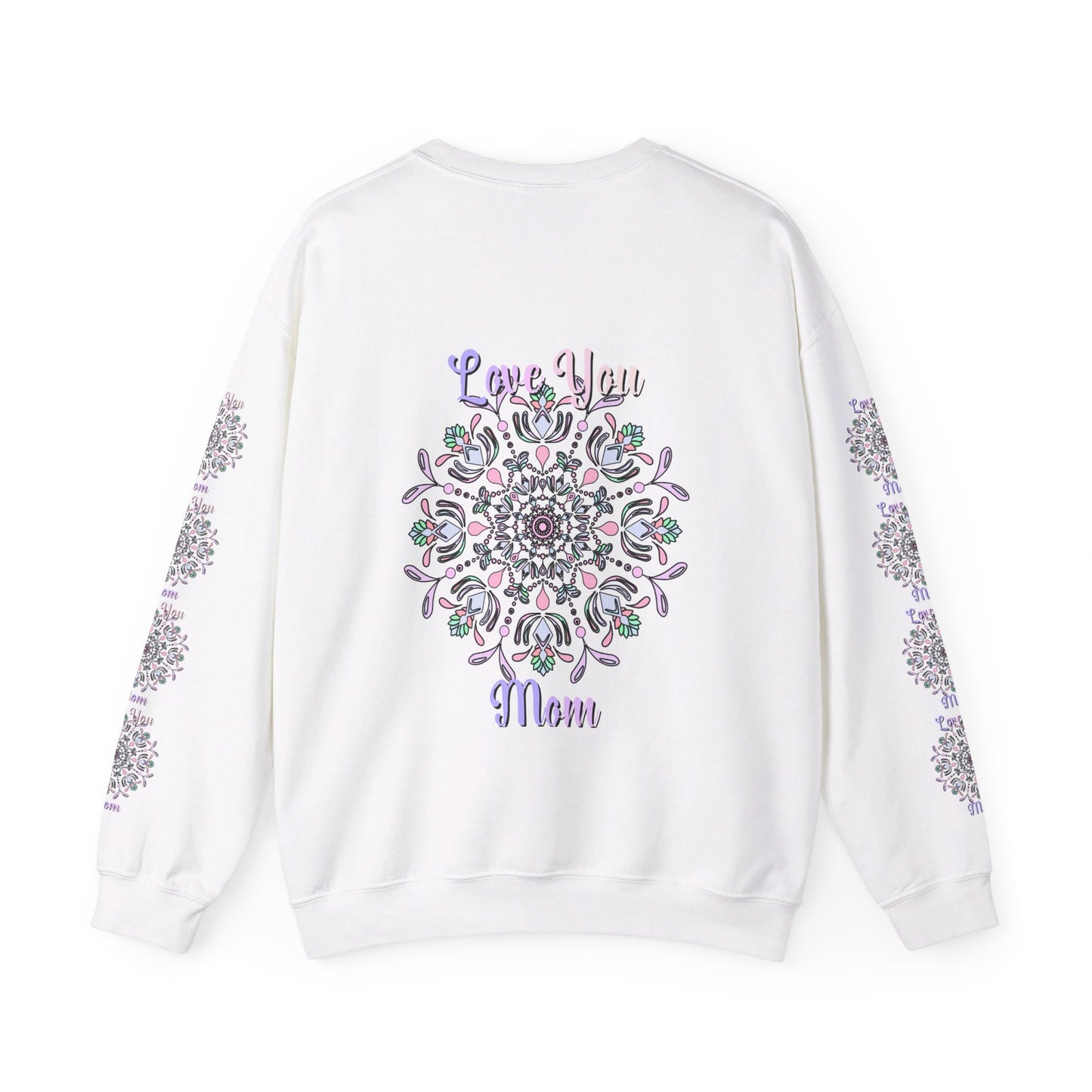 A cozy and stylish unisex crewneck sweatshirt featuring the words Love You Mom, making it the perfect birthday gift for your mother