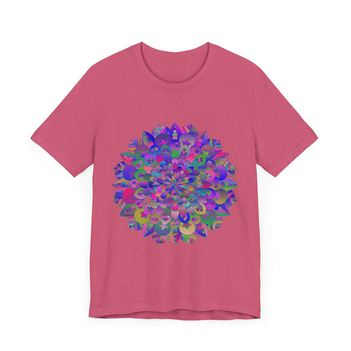 Colorful and intricate mandala design on a t-shirt, inspired by spiritual art